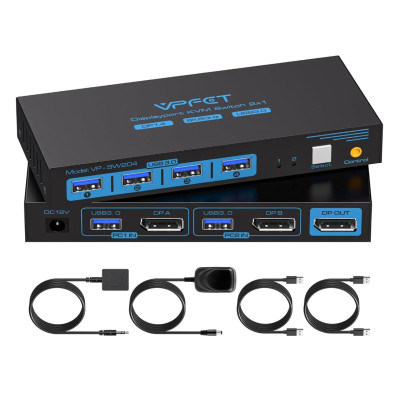 KVM-перемикач 8K60Hz   Displayport USB 3.0 KVM-перемикачі 4K120Hz DP1.4 KVM-перемикач із 4 